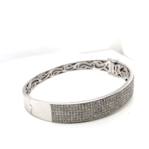 14K White Gold Diamond Bangle Bracelet (4.59 CTW) - Picture 3 of 3
